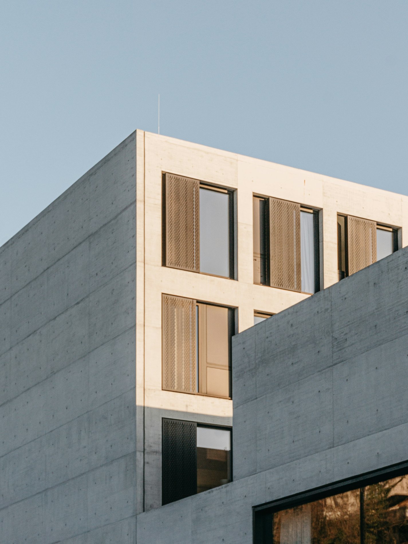 Facade of a contemporary architectural residential building